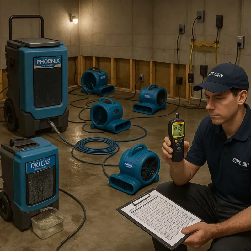 Structural Drying and Dehumidification process in Quantico Station, VA
